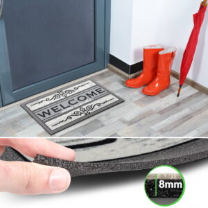 Schmutzfangmatte Fußmatte Sauberlaufmatte Schmutzmatte Motiv Welcome Friendly Grau 40x68cm
