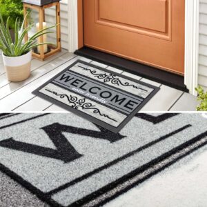 Schmutzfangmatte Fußmatte Sauberlaufmatte Schmutzmatte Motiv Welcome Friendly Grau 40x68cm
