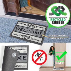 Schmutzfangmatte Fußmatte Sauberlaufmatte Schmutzmatte Motiv Welcome Friendly Grau 40x68cm