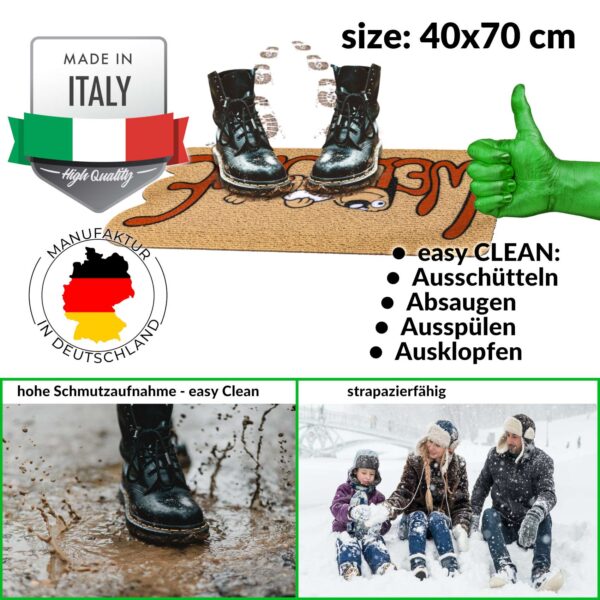 Schmutzfangmatte Fußmatte Sauberlaufmatte Fußabtreter Motiv Welcome – Hundmotiv 40x70cm
