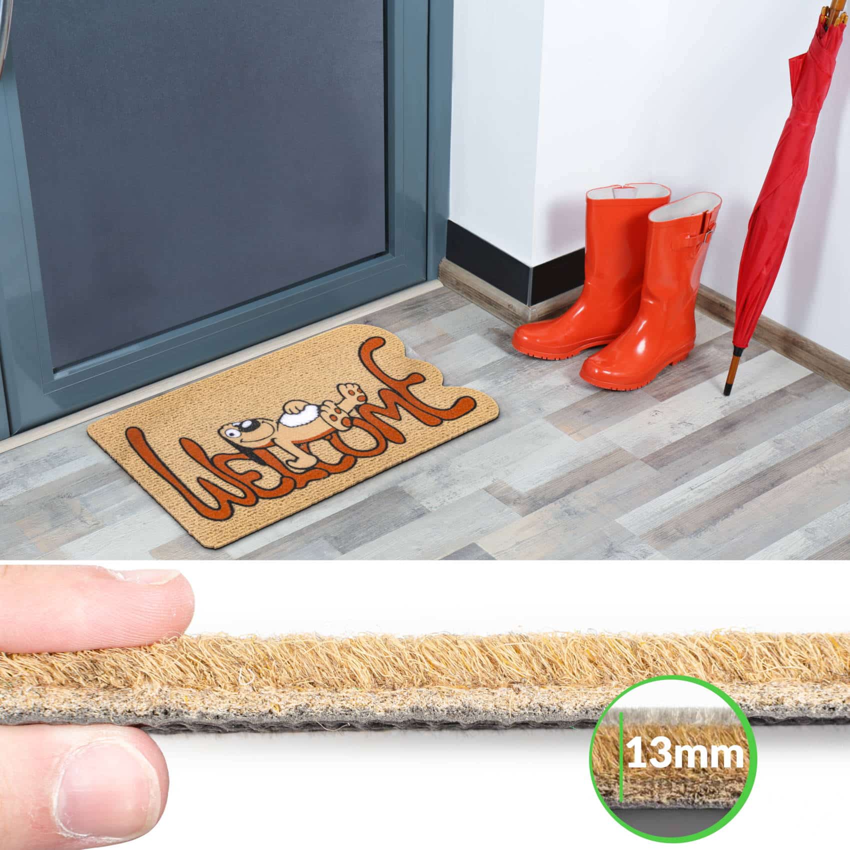 EF20733_40 Schmutzfangmatte Fußmatte Sauberlaufmatte Fußabtreter Motiv Welcome – Hundmotiv 40x70cm