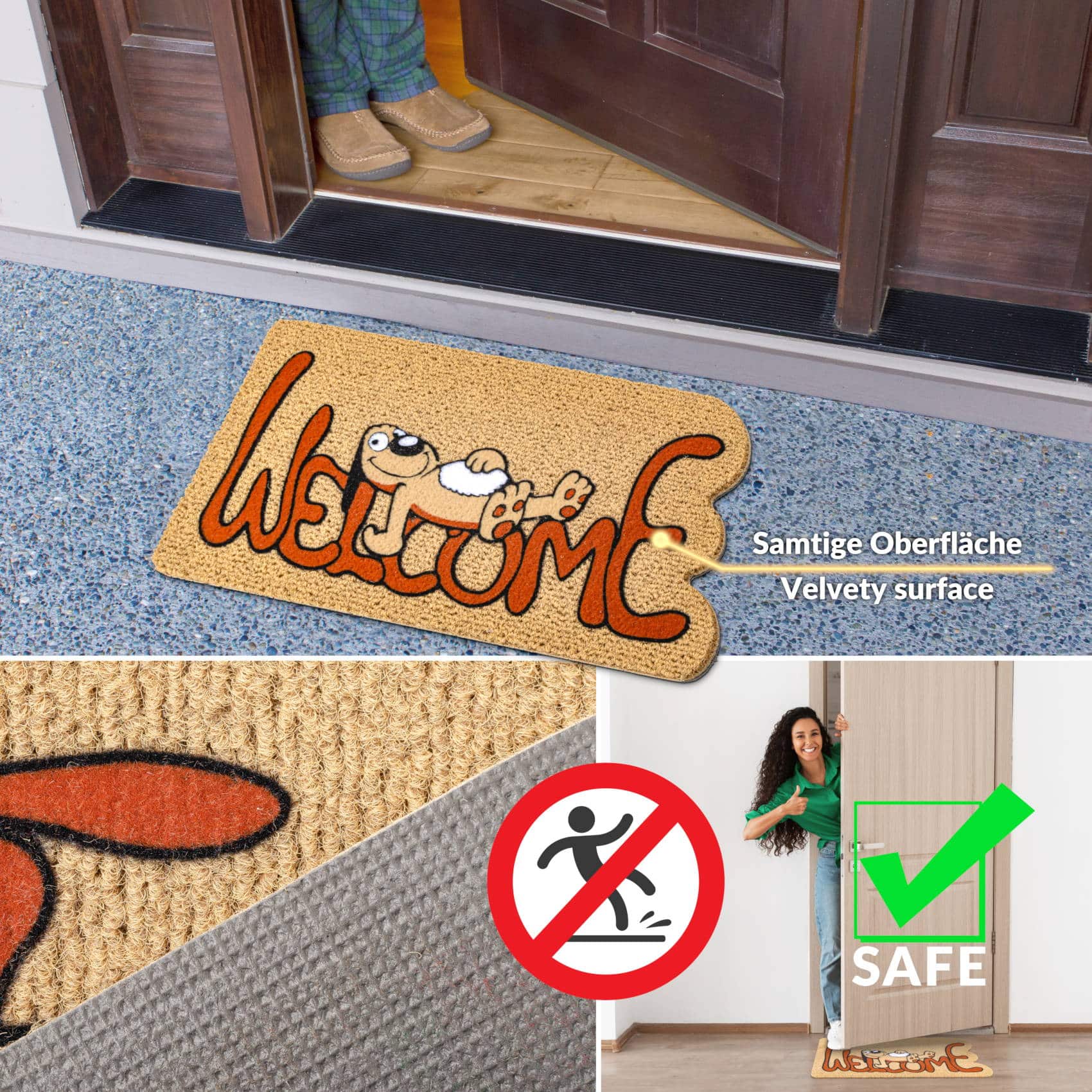 EF20733_60 Schmutzfangmatte Fußmatte Sauberlaufmatte Fußabtreter Motiv Welcome – Hundmotiv 40x70cm