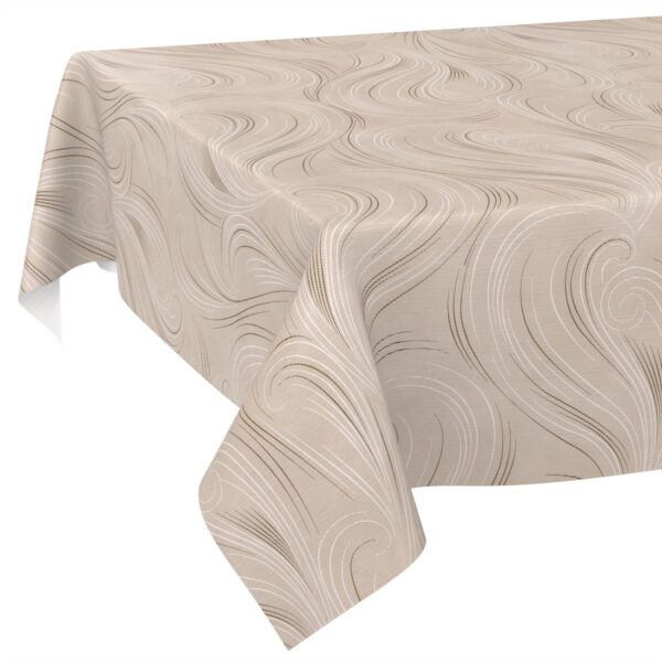 Wachstischdecke Wachstuch Tischdecke Wachstuch Meterware Tischdecke abwaschbar Gartentischdecke Abstrakt Beige – 90x130cm, Schnittkante