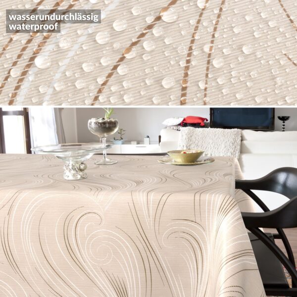 Wachstischdecke Wachstuch Tischdecke Wachstuch Meterware Tischdecke abwaschbar Gartentischdecke Abstrakt Beige – 90x130cm, Schnittkante