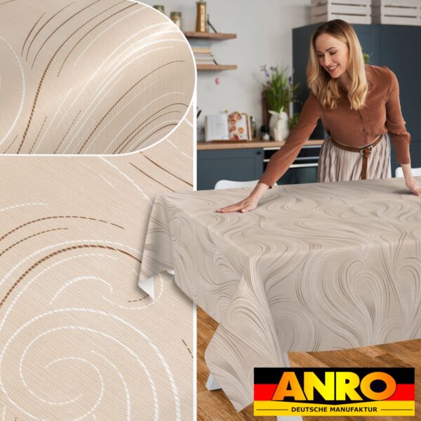 Wachstischdecke Wachstuch Tischdecke Wachstuch Meterware Tischdecke abwaschbar Gartentischdecke Abstrakt Beige – 90x130cm, Schnittkante