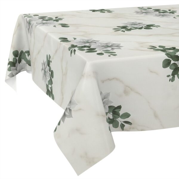 Wachstischdecke Wachstuch Tischdecke Wachstuch Meterware Tischdecke abwaschbar Gartentischdecke Marmor Blumen – 90x130cm, Schnittkante