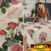 Wachstischdecke Wachstuch Tischdecke Wachstuch Meterware Tischdecke abwaschbar Gartentischdecke Postkarte Rosen – 90x130cm, Schnittkante