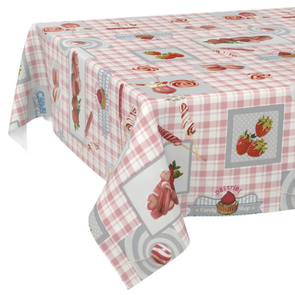 Wachstischdecke Wachstuch Tischdecke Wachstuch Meterware Tischdecke abwaschbar Gartentischdecke Süßigkeiten – 90x130cm, Schnittkante