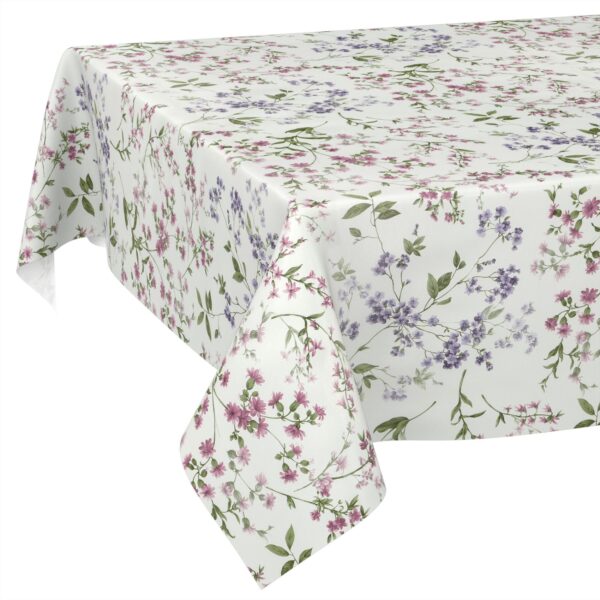Wachstischdecke Wachstuch Tischdecke Wachstuch Meterware Tischdecke abwaschbar Gartentischdecke Blümchen – 90x130cm, Schnittkante