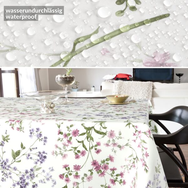 Wachstischdecke Wachstuch Tischdecke Wachstuch Meterware Tischdecke abwaschbar Gartentischdecke Blümchen – 90x130cm, Schnittkante