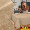 Tischdecke abwaschbar Tischtuch Tischwäsche Gartentischdecke Stofftischdecke Leinenoptik Baumwolle Leinen Uni Sand