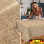 Tischdecke abwaschbar Tischtuch Tischwäsche Gartentischdecke Stofftischdecke Leinenoptik Baumwolle Leinen Uni Sand
