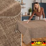 Tischdecke abwaschbar Tischtuch Tischwäsche Gartentischdecke Stofftischdecke Leinenoptik Baumwolle Leinen Uni Schoko