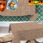 Tischdecke abwaschbar Tischtuch Tischwäsche Gartentischdecke Stofftischdecke Leinenoptik Baumwolle Leinen Uni Schoko