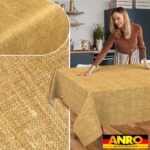 Tischdecke abwaschbar Tischtuch Tischwäsche Gartentischdecke Stofftischdecke Leinenoptik Baumwolle Leinen Uni Senf