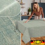 Tischdecke abwaschbar Tischtuch Tischwäsche Gartentischdecke Stofftischdecke Leinenoptik Baumwolle Leinen Uni Blau