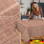 Tischdecke abwaschbar Tischtuch Tischwäsche Gartentischdecke Stofftischdecke Leinenoptik Baumwolle Leinen Uni Rot