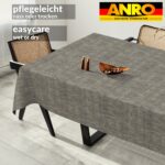Tischdecke abwaschbar Tischtuch Tischwäsche Gartentischdecke Stofftischdecke Leinenoptik Baumwolle Leinen Uni Anthrazit