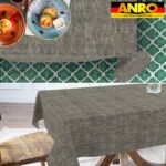Tischdecke abwaschbar Tischtuch Tischwäsche Gartentischdecke Stofftischdecke Leinenoptik Baumwolle Leinen Uni Anthrazit