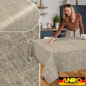 Tischdecke abwaschbar Tischtuch Tischwäsche Gartentischdecke Stofftischdecke Leinenoptik Baumwolle Leinen Uni Grau