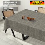 Tischdecke abwaschbar Tischtuch Tischwäsche Gartentischdecke Stofftischdecke Leinenoptik Baumwolle Leinen Uni Anthrazit