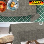 Tischdecke abwaschbar Tischtuch Tischwäsche Gartentischdecke Stofftischdecke Leinenoptik Baumwolle Leinen Uni Anthrazit