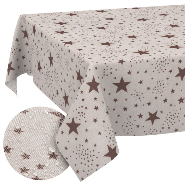 Weihnachtstischdecke Textil Tischdecke Tischwäsche abwaschbar Tischtuch Baumwolle Polyester Christmas Stars – 90x130cm, Schnittkante