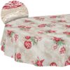 MRT68848_OV_10 Weihnachtstischdecke Textil Tischdecke Tischwäsche abwaschbar Tischtuch Baumwolle Polyester Stern Kugel Rot Beige – Oval 180x140cm, Schnittkante