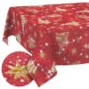 MRT68849_SQ_10 Stoff Tischdecke Textil Weihnachtstischdecke abwaschbar Tischtuch Baumwolle Polyester Christmas Rot – 90x130cm, Schnittkante