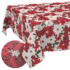 Weihnachtstischdecke Textil Tischdecke Tischwäsche abwaschbar Tischtuch Baumwolle Polyester Christmas Flower – 90x130cm, Schnittkante