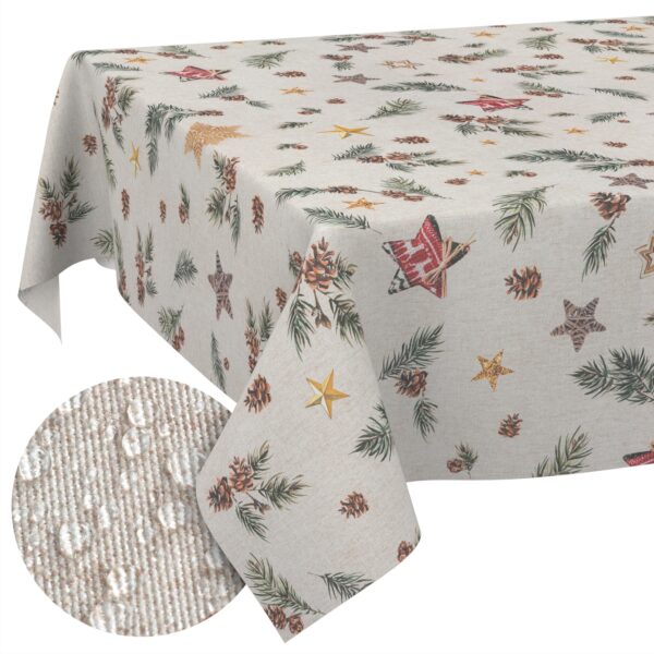 Weihnachtstischdecke Stofftischdecke Tischwäsche abwaschbar Tischtuch Baumwolle Polyester Weihnachten Stern