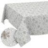 Weihnachtstischdecke Stofftischdecke Tischwäsche abwaschbar Tischtuch Baumwolle Polyester Weihnachten Schneeflocken – 90x130cm, Schnittkante