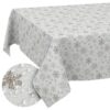 GTGANNA-32_10 Weihnachtstischdecke Stofftischdecke Tischwäsche abwaschbar Tischtuch Baumwolle Polyester Weihnachten Schneeflocken – 350x140cm, Schnittkante
