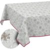 GTGANNA-32_10 Weihnachtstischdecke Stofftischdecke Tischwäsche abwaschbar Tischtuch Baumwolle Polyester Weihnachten Schneeflocken – 180x120cm, mit Saum (Eingefasst)