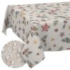 GTGANNA-35_10 Weihnachtstischdecke Stofftischdecke Tischwäsche abwaschbar Tischtuch Baumwolle Polyester Weihnachten Stern – 180x100cm, Schnittkante