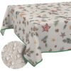 GTGANNA-35_10 Weihnachtstischdecke Stofftischdecke Tischwäsche abwaschbar Tischtuch Baumwolle Polyester Weihnachten Stern – 280x140cm, mit Saum (Eingefasst)