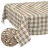 Tischdecke abwaschbar Stofftischdecke Gartentischdecke Textil Tischtuch Tafeldecke Meterware Karo Beige