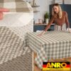 Tischdecke abwaschbar Stofftischdecke Gartentischdecke Textil Tischtuch Tafeldecke Meterware Karo Beige
