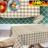Tischdecke abwaschbar Stofftischdecke Gartentischdecke Textil Tischtuch Tafeldecke Meterware Karo Beige