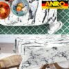 Tischdecke abwaschbar Stofftischdecke Gartentischdecke Textil Tischtuch Tafeldecke Meterware Marmor Schwarz