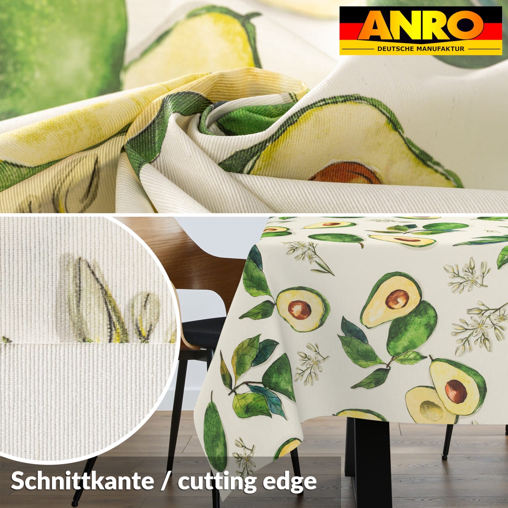 VIL3158_SQ_30 Tischdecke abwaschbar Stofftischdecke Gartentischdecke Textil Tischtuch Tafeldecke Meterware Avocado