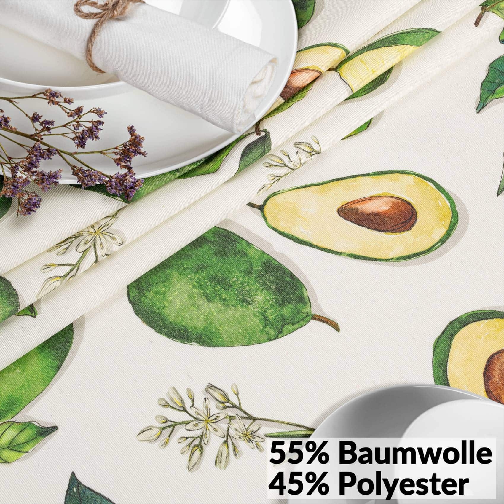 VIL3158_60 Tischdecke abwaschbar Stofftischdecke Gartentischdecke Textil Tischtuch Tafeldecke Meterware Avocado