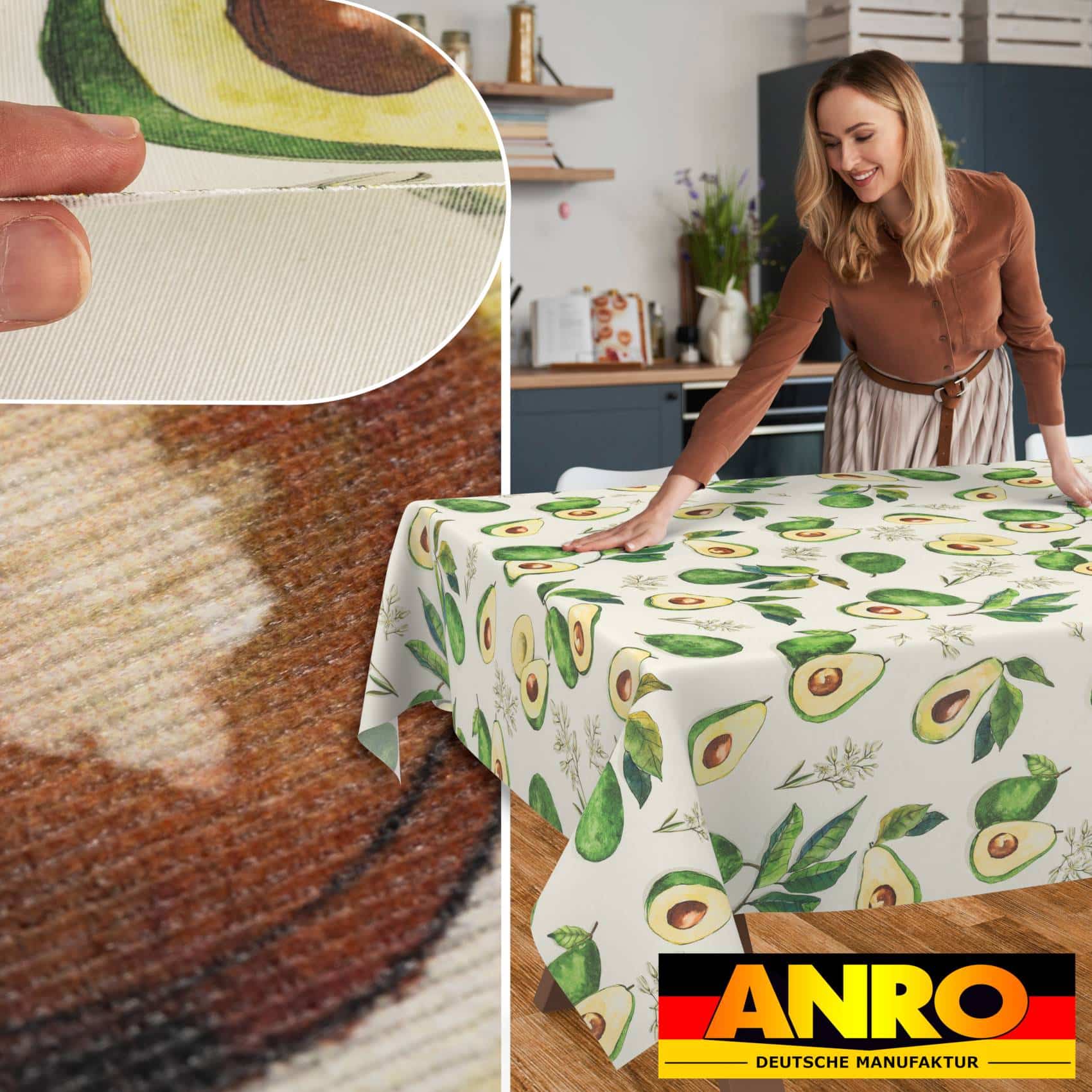 VIL3158_20 Tischdecke abwaschbar Stofftischdecke Gartentischdecke Textil Tischtuch Tafeldecke Meterware Avocado