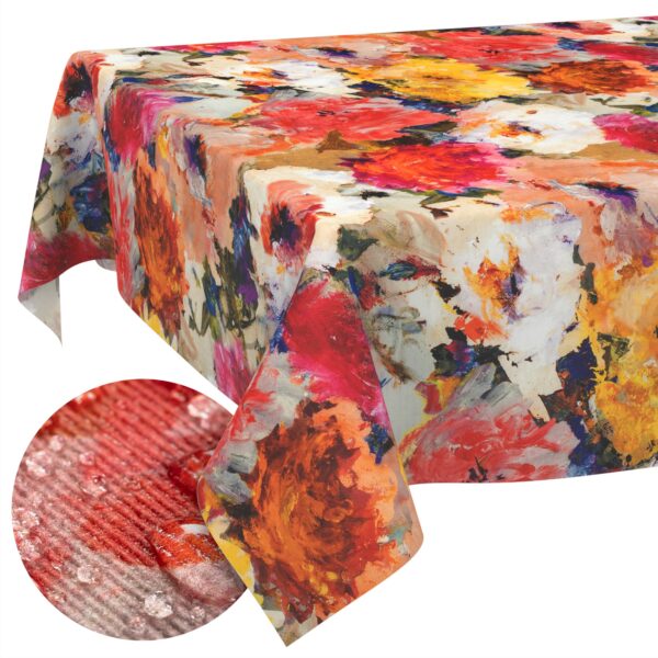 Tischdecke abwaschbar Stofftischdecke Gartentischdecke Textil Tischtuch Tafeldecke Meterware Kunst – 90x130cm, Schnittkante