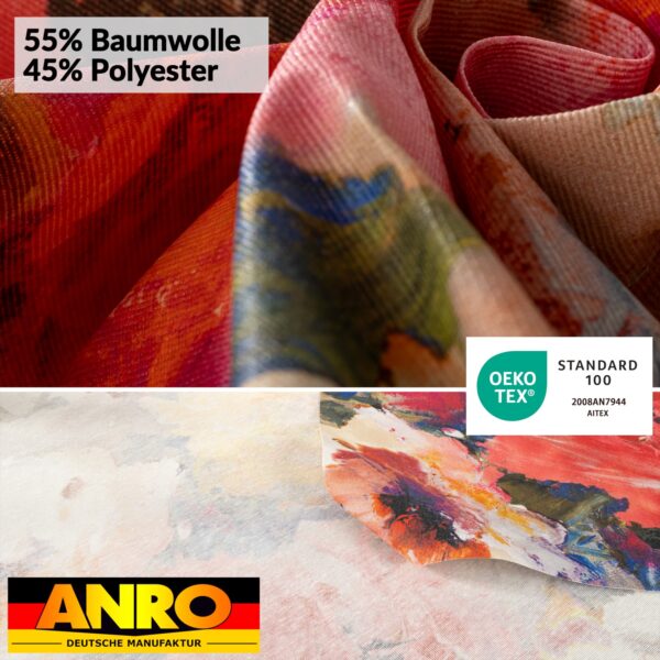 Tischdecke abwaschbar Stofftischdecke Gartentischdecke Textil Tischtuch Tafeldecke Meterware Kunst – 90x130cm, Schnittkante