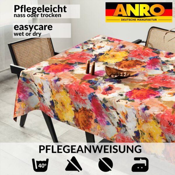 Tischdecke abwaschbar Stofftischdecke Gartentischdecke Textil Tischtuch Tafeldecke Meterware Kunst – 90x130cm, Schnittkante