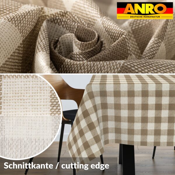 Tischdecke abwaschbar Stofftischdecke Gartentischdecke Textil Tischtuch Tafeldecke Meterware Karo Beige – 90x130cm, Schnittkante