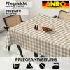 Tischdecke abwaschbar Stofftischdecke Gartentischdecke Textil Tischtuch Tafeldecke Meterware Karo Beige – 90x130cm, Schnittkante