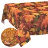 Tischdecke abwaschbar Stofftischdecke Gartentischdecke Textil Tischtuch Tafeldecke Meterware Herbst Ahorn – 90x130cm, Schnittkante
