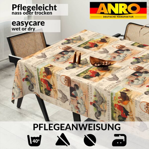 Tischdecke abwaschbar Stofftischdecke Gartentischdecke Textil Tischtuch Tafeldecke Meterware Bauernhof – 90x130cm, Schnittkante